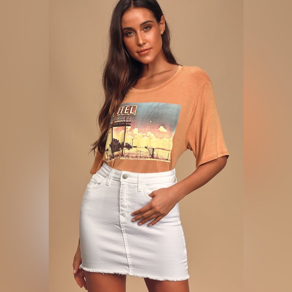Stretchy White Denim Skirt
